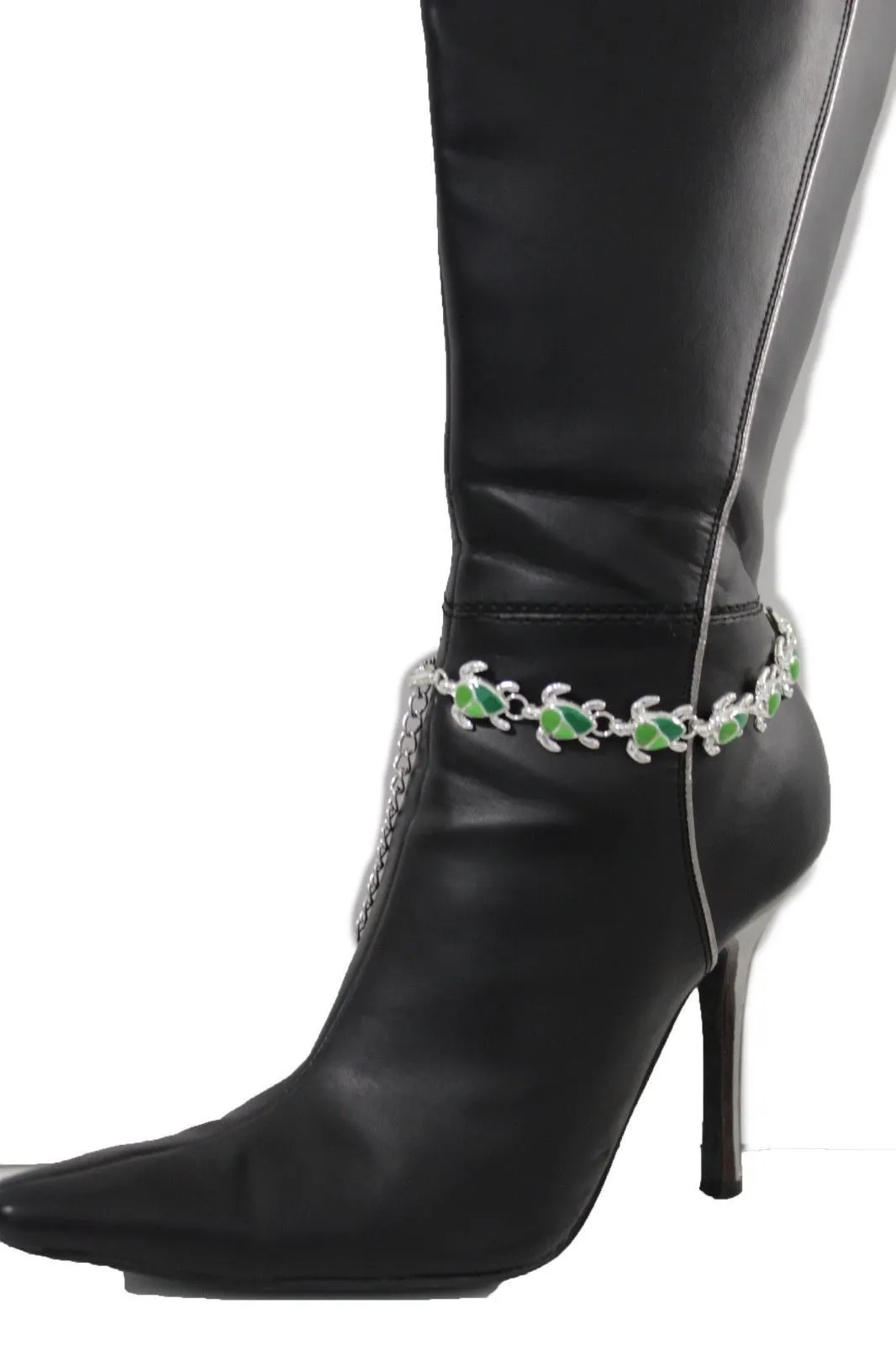 Silver Metal Boot Chain Bracelet Anklet Shoe Bling Mini Turtle Charm Nautical Women Hot Fashion