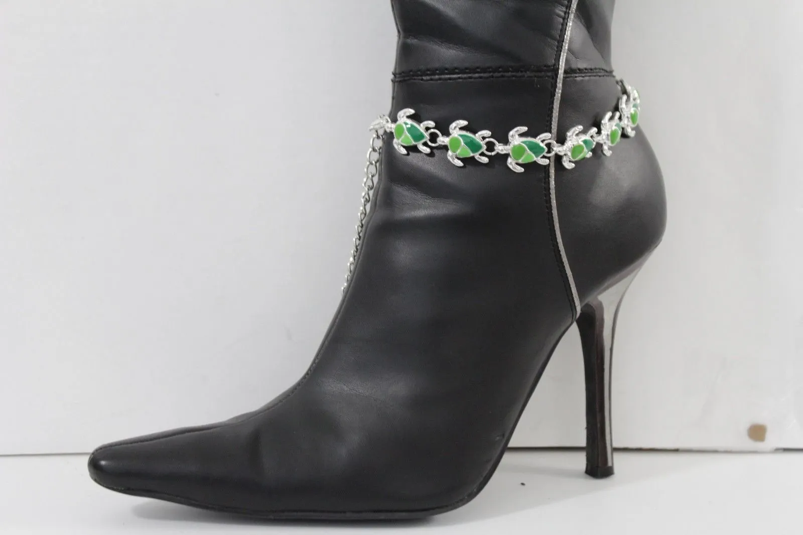 Silver Metal Boot Chain Bracelet Anklet Shoe Bling Mini Turtle Charm Nautical Women Hot Fashion