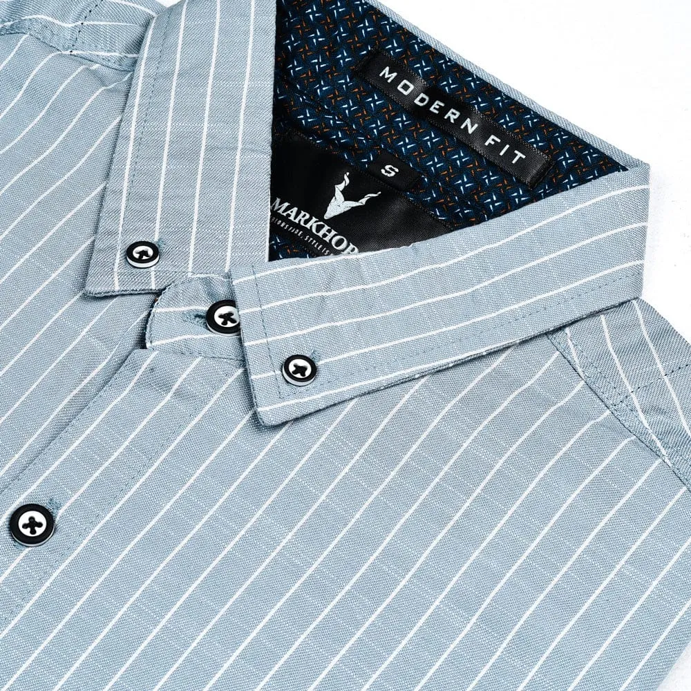 Sky Blue Striped Casual Shirt