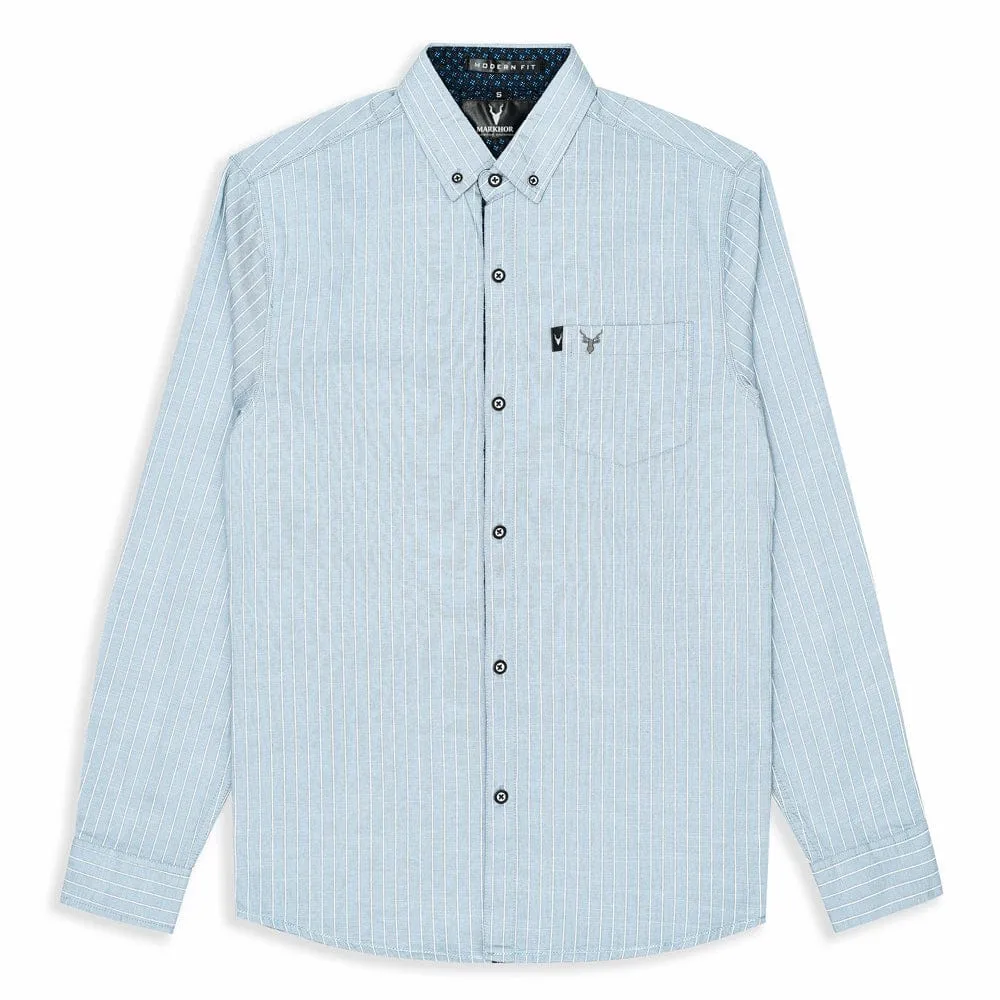 Sky Blue Striped Casual Shirt