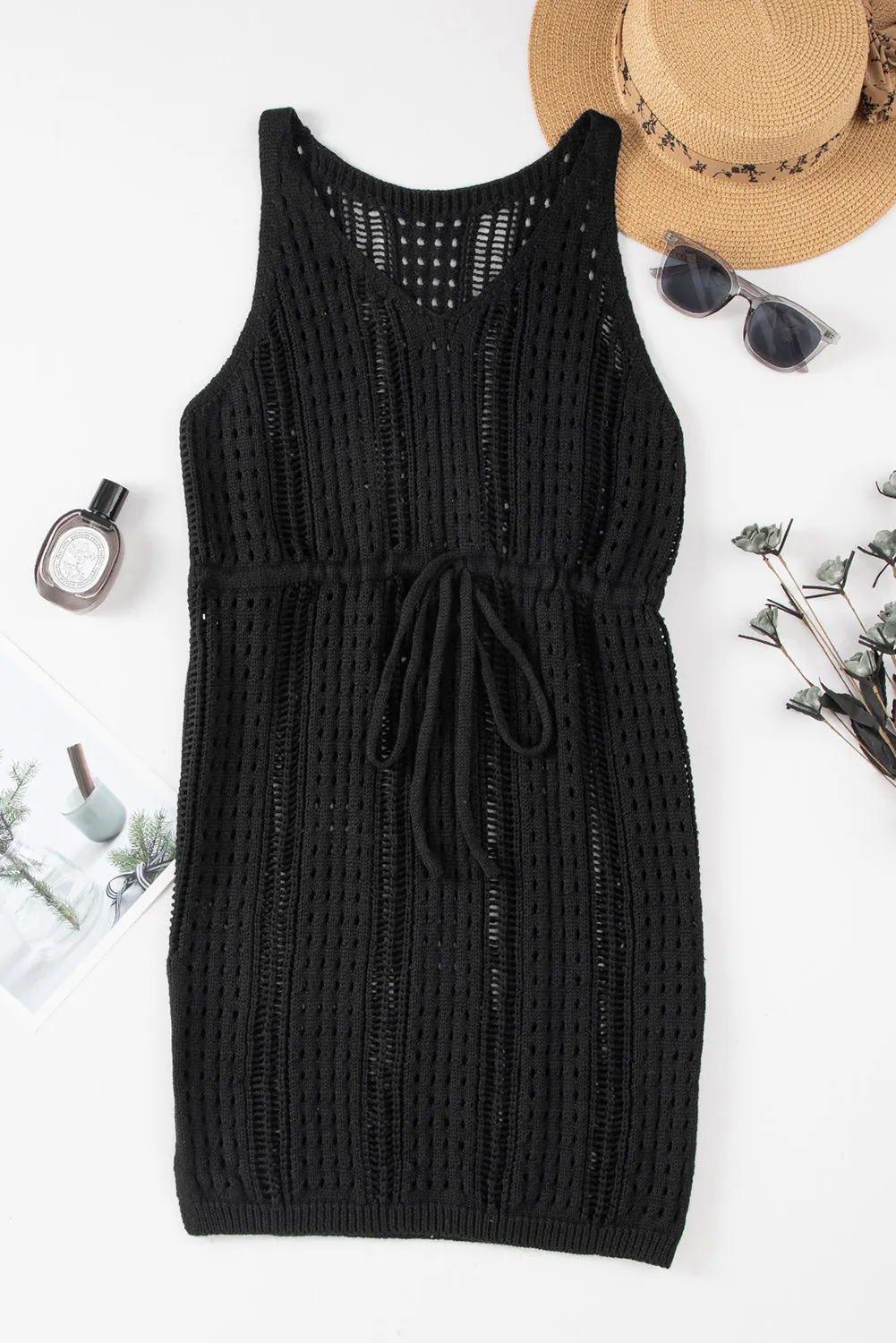Sleeveless Beach Dress with Drawstring