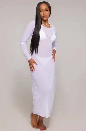 Solid Mesh Swim Cover Up - White (Pre-Order)