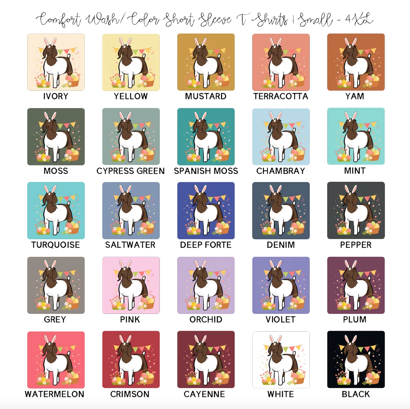 Spring Easter Goat ComfortWash/ComfortColor T-Shirt (S-4XL) - Multiple Colors!