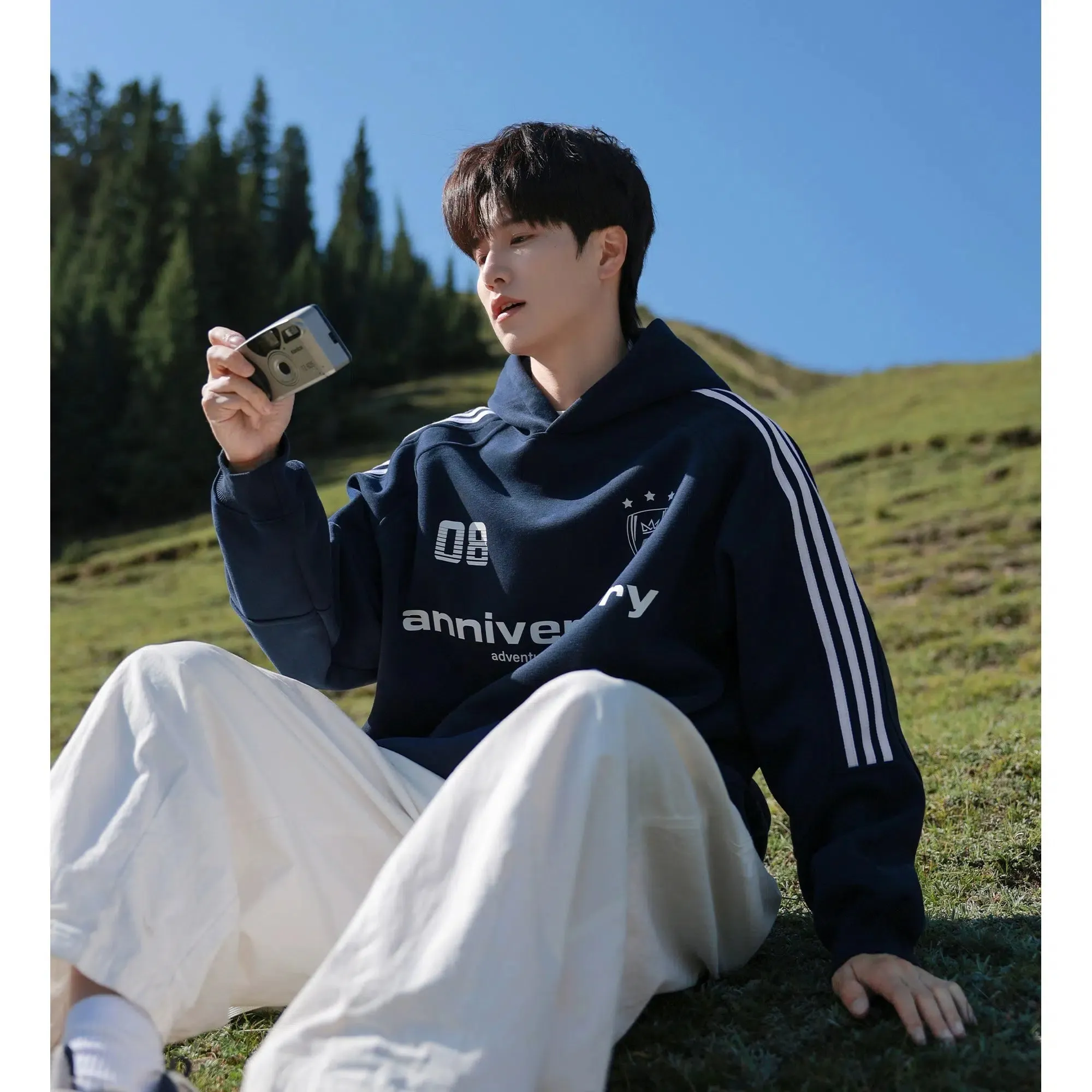 Stripe Detail Casual Hoodie