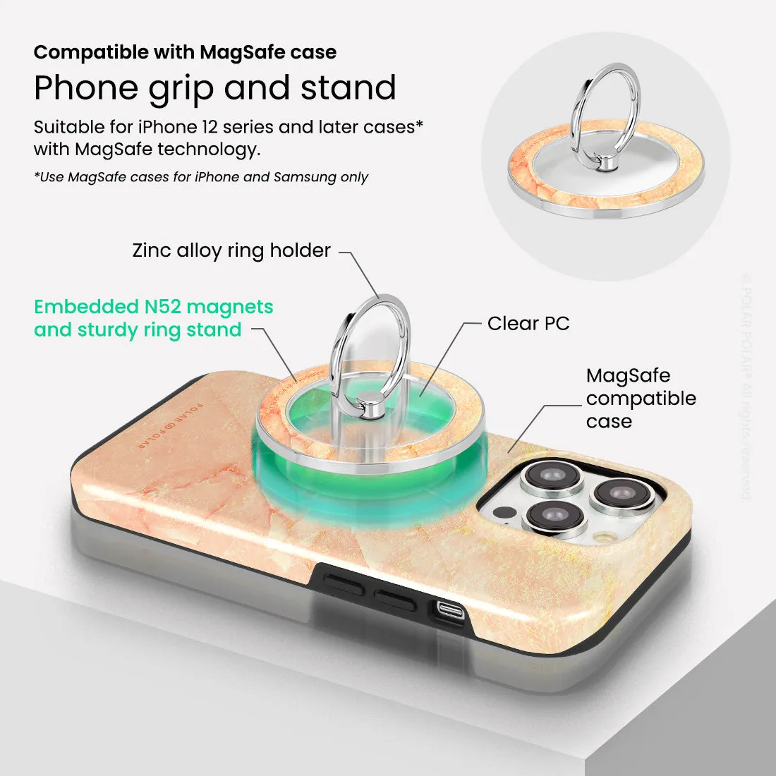 Sunset - Silver MagSafe Phone Grip and Ring Holder Stand