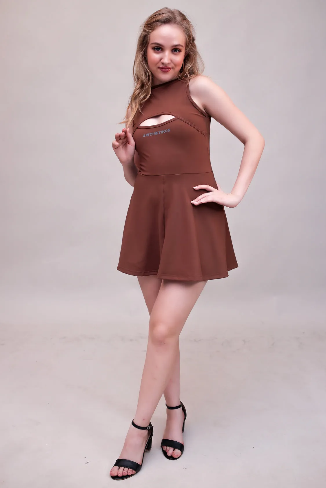 Swirl Tennis Skirt Dress for adventure and coffee run ( Wine )