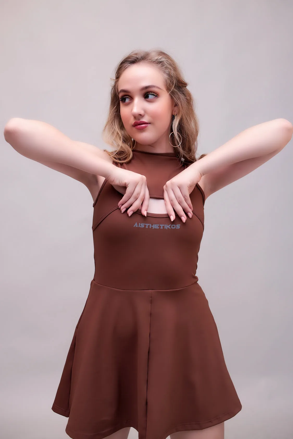 Swirl Tennis Skirt Dress for adventure and coffee run ( Wine )