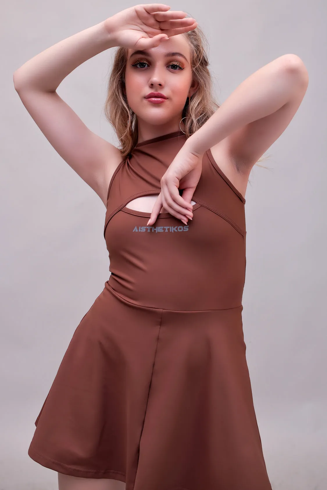 Swirl Tennis Skirt Dress for adventure and coffee run ( Wine )