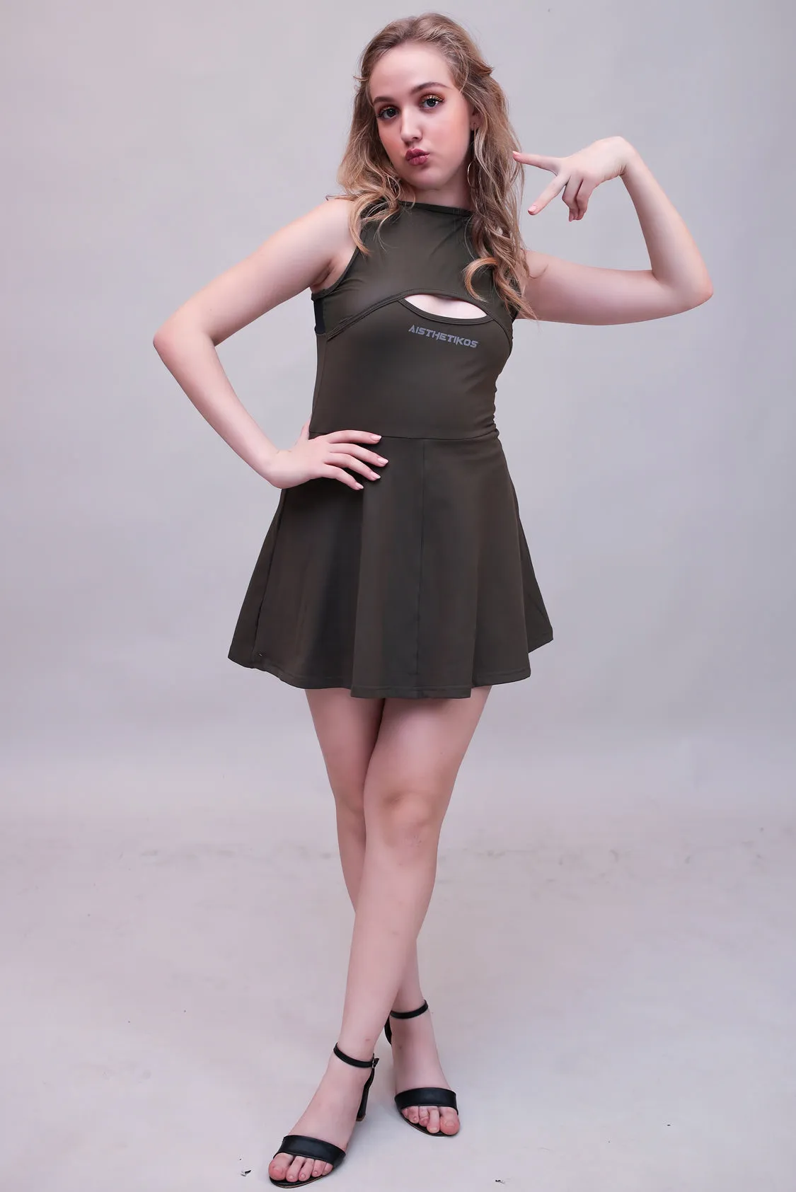 Swirl Tennis Skirt Dress for adventure and coffee run ( Wine )