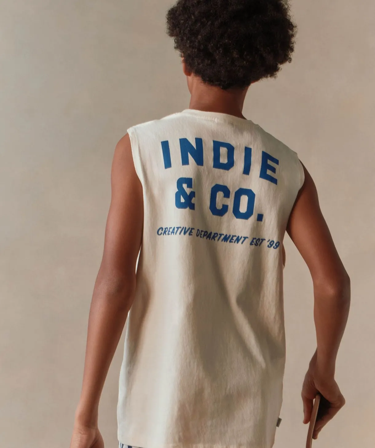 The Camino Muscle Tee - Cream/Blue