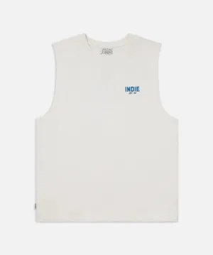 The Camino Muscle Tee - Cream/Blue