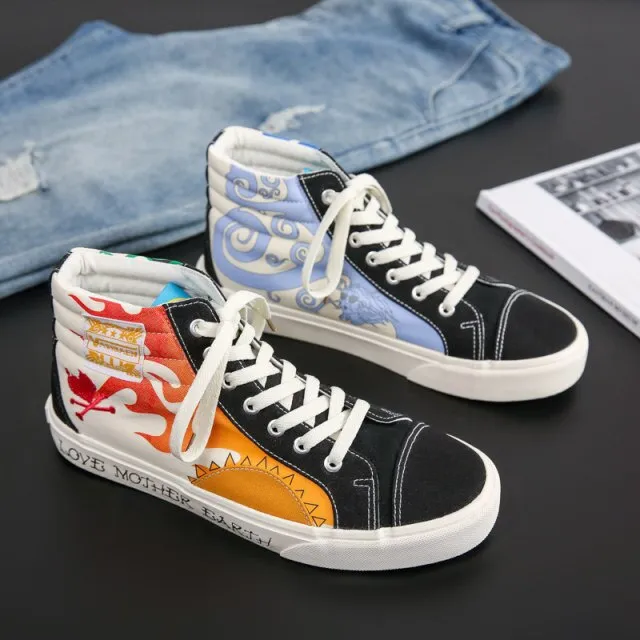 Trend Cartoon High Top Leinwand Schuhe Frauen Druck Frauen Casual Turnschuhe Leinwand Schuhe