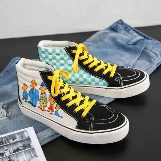 Trend Cartoon High Top Leinwand Schuhe Frauen Druck Frauen Casual Turnschuhe Leinwand Schuhe