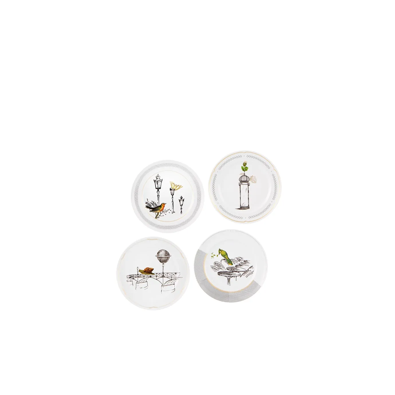 VISTA ALEGRE PETITES HISTOIRES SET 4 DESSERT PLATES