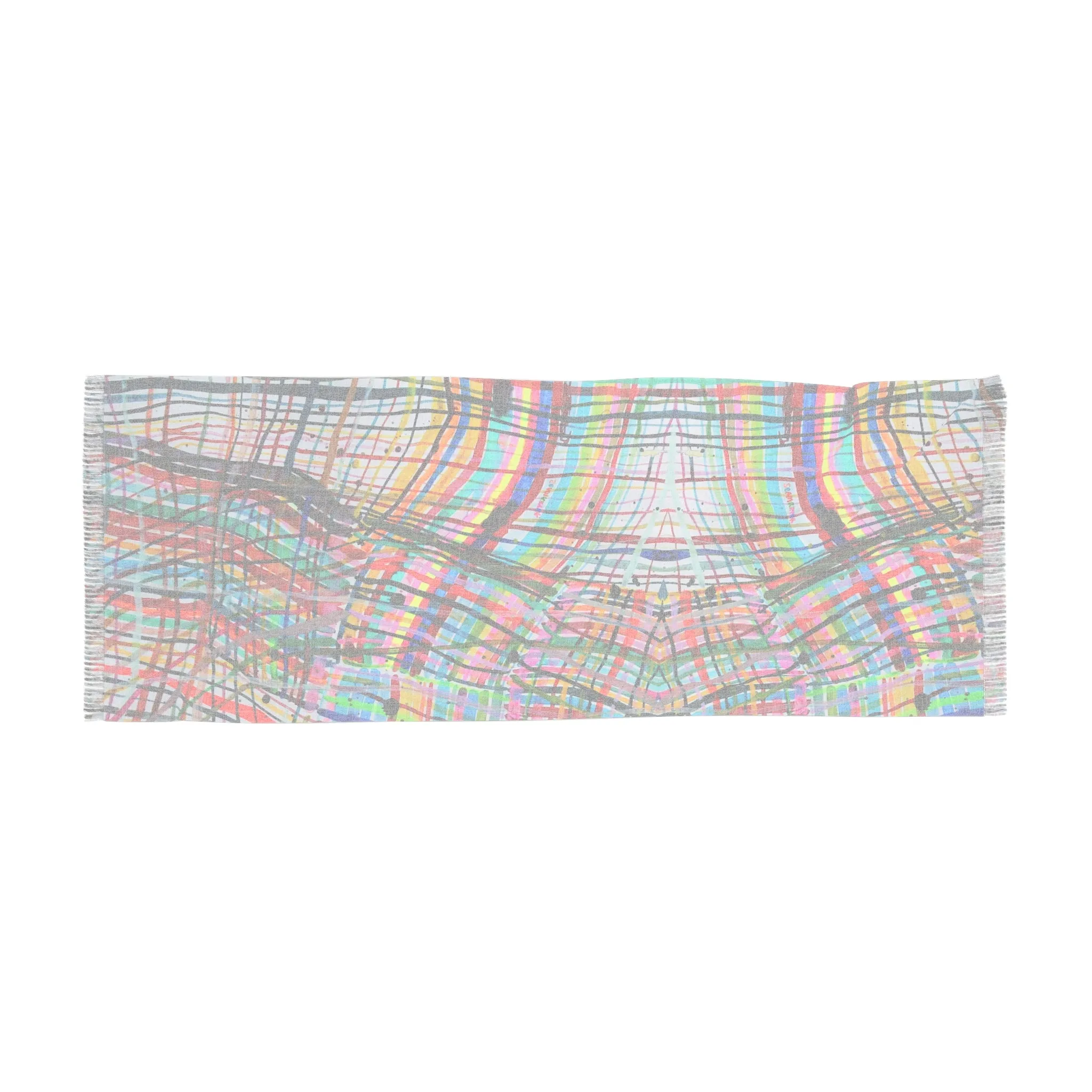 Watercolor Madras Plaid Stripe Scarf