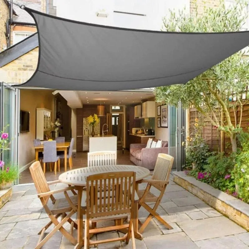 Waterproof 300D Gray Square Rectangle Shade Sail Garden Terrace Canopy Swimming Sun Shade