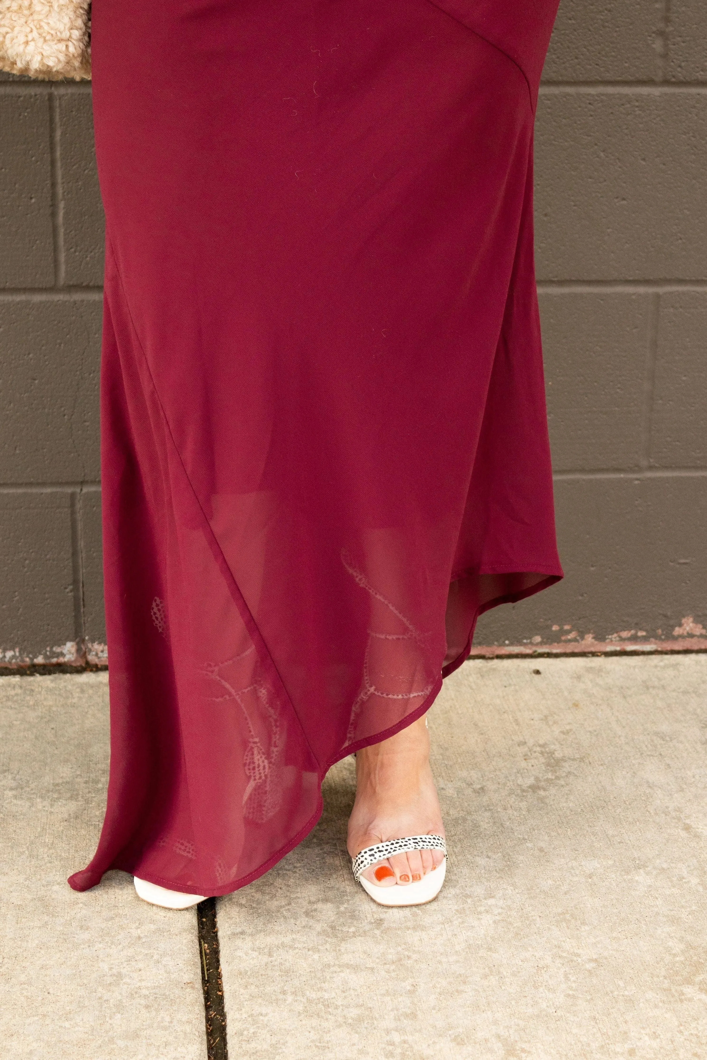 Wine Asymmetrical Skirt