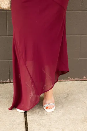 Wine Asymmetrical Skirt