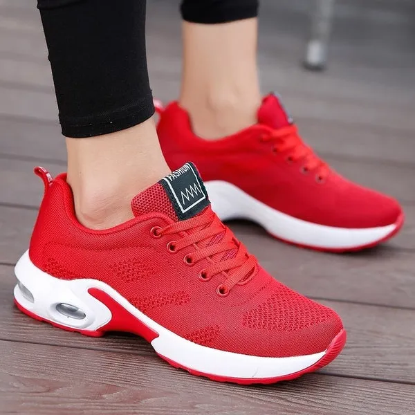 Women Running Shoes Mesh Breathable Air Cushion Tennis Shoes Outdoor Sports Sneakers