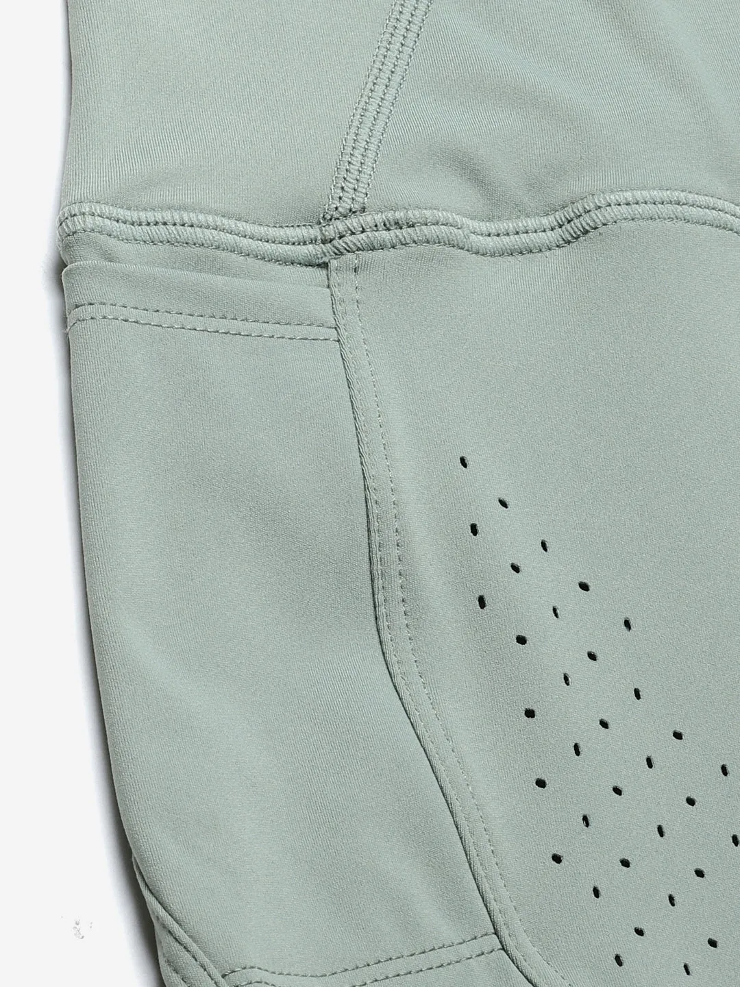 Women's Green Self Design Quick Dry Cropped Training Tights