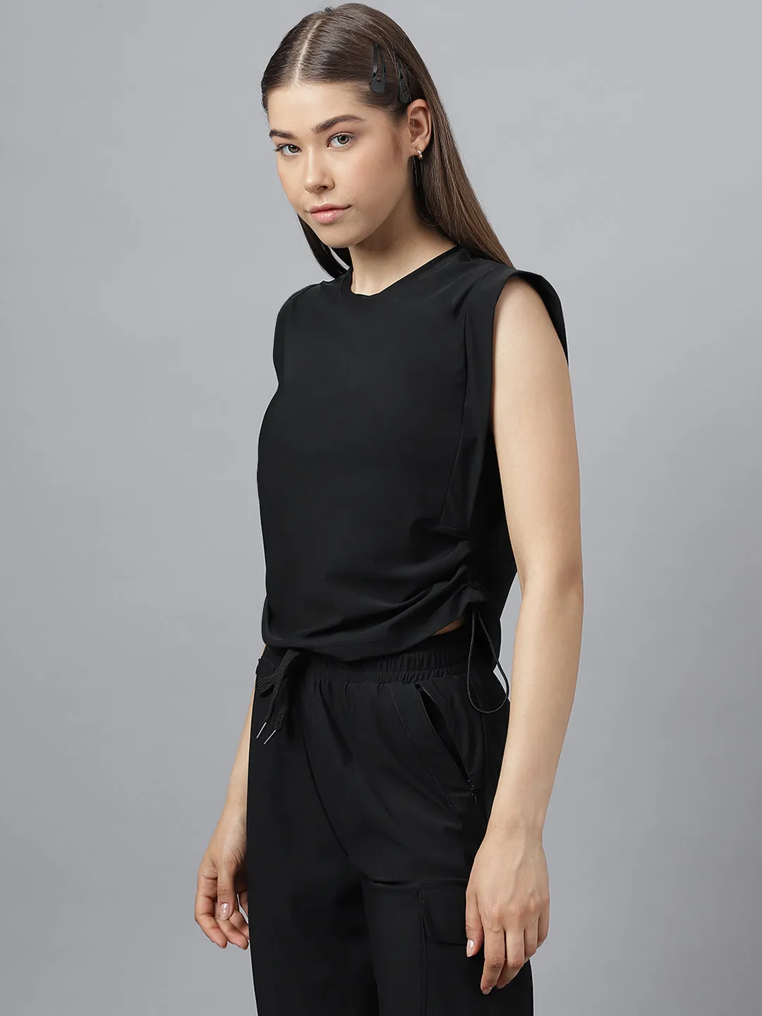 Women's side pull up crop top