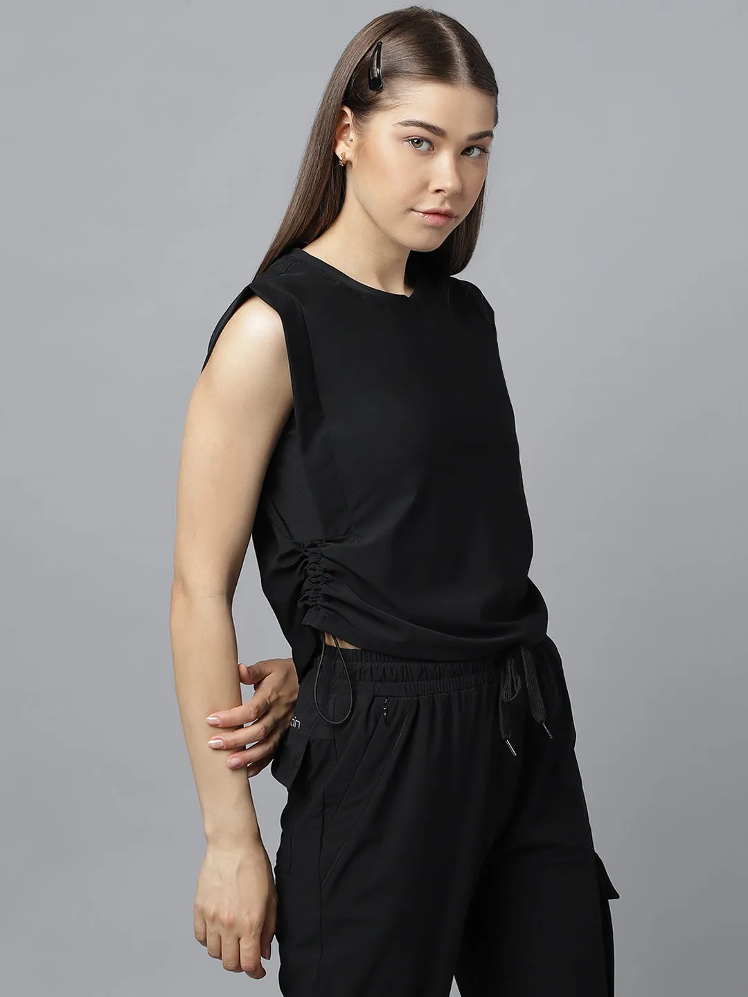 Women's side pull up crop top