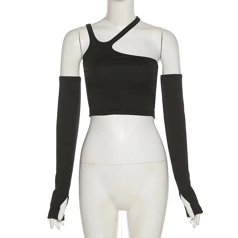 Y2K Irregular Halter Crop Top – Edgy & Versatile Clubwear